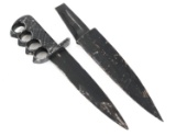 WWI KNUCKLEDUSTER TRENCH KNIFE W/ SCABBARD