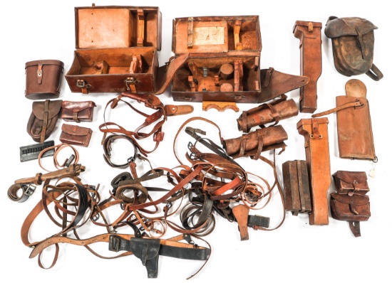 WWI - WWII WORLD MILITARY LEATHER FIELD GEAR