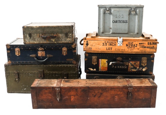 WWII - COLD WAR US & BRITISH TRUNKS & AMMO CRATES