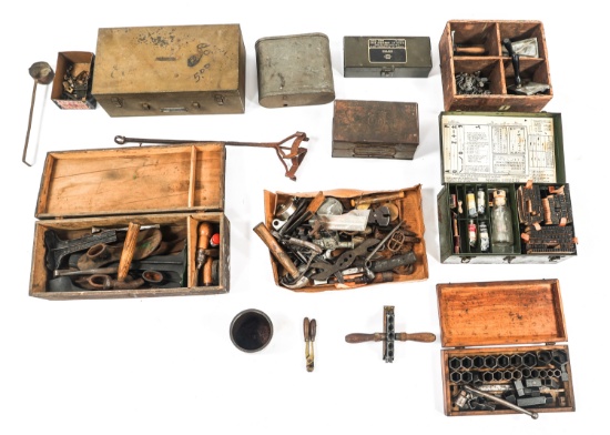 WWII US ARMY & CIVILIAN HAND TOOLS & STAMP KIT
