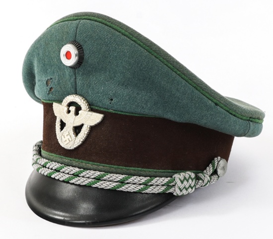WWII GERMAN POLICE OFFICER VISOR CAP
