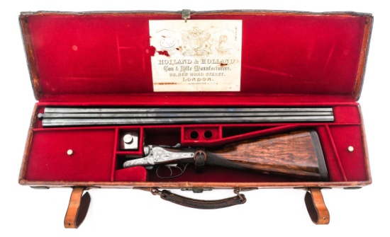 CASED HOLLAND & HOLLAND SXS 12 GA SHOTGUN