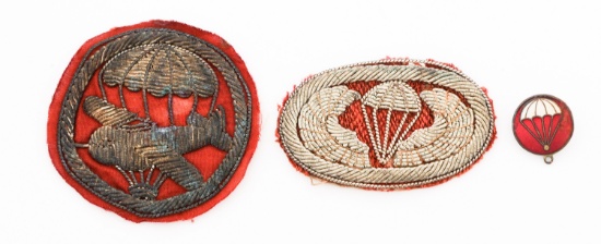 WWII US THEATER MADE PARATROOPER WINGS & CAP BADGE