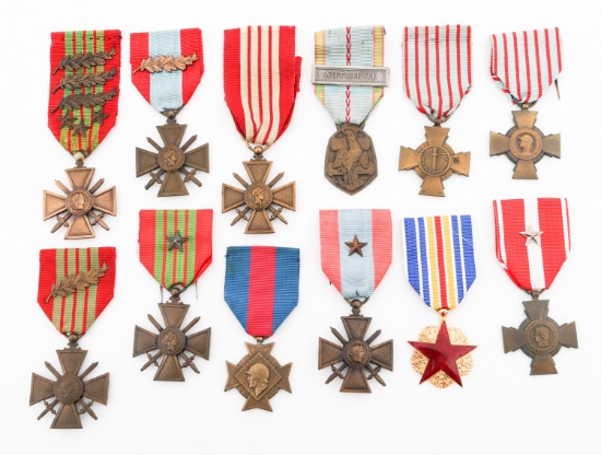 WWII FRENCH CROIX DE GUERRE & SERVICE MEDALS
