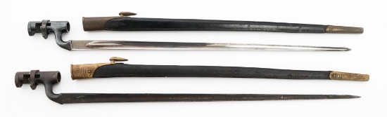 BRITISH PATTERN 1876 BAYONETS WITH SCABBARDS