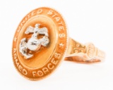WWII US ARMED FORCES 10K GOLD SWEETHEART RING
