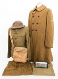 WWI US ARMY UNIFORM, HELMET & GAS MASK