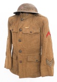 WWI US AEF MOTOR TRANSPORT NCO TUNIC & HELMET