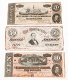 CONFEDERATE STATES CURRENCY - $10, $20 & $50 BILLS
