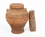 SOUTHEAST ASIAN WOVEN SNAKE BASKET & QUIVER