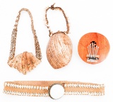 SOUTHEAST ASIAN COCONUT KALIMBA & SHELL JEWELRY