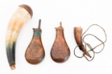 19th C. POWDER HORN & FLASK