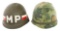 VIETNAM WAR US MILITARY POLICE & CAMO M1 HELMETS