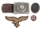 WWII GERMAN BUCKLE, WOUND & NSDAP BADGE & PATCH