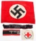WWII GERMAN FLAG, WEHRMACHT & RED CROSS ARMBANDS