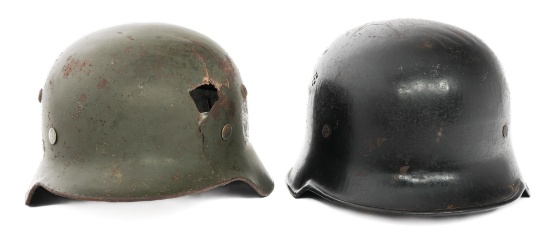WWII GERMAN M34 FIRE POLICE & HEER M35 HELMETS