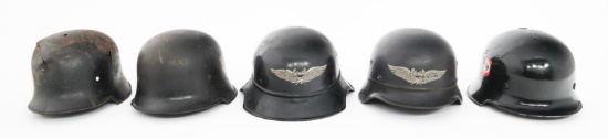 WWII GERMAN LUFTSCHUTZ & FIRE POLICE HELMETS