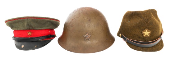 WWII IMPERIAL JAPANESE ARMY HELMET & CAPS