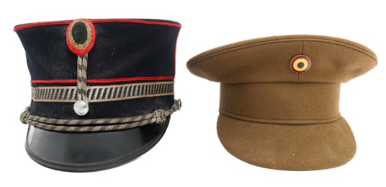 LATE 20TH C. BELGIAN OFFICER CAP & POLICE SHAKO