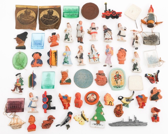WWI - WWII GERMAN TINNIES, PINS, MODELS & ORNAMENT