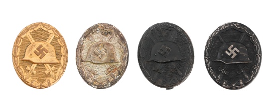 WWII GERMAN GOLD, SILVER & BLACK WOUND BADGES