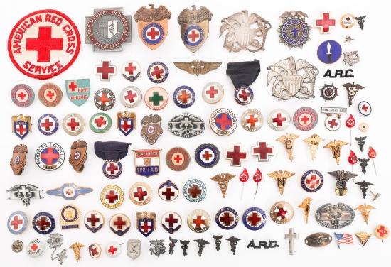 WWII AMERICAN RED CROSS PATCH, PINS & INSIGNIA