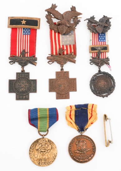 SPAN-AM WAR US VETERAN BADGES & SERVICE MEDALS