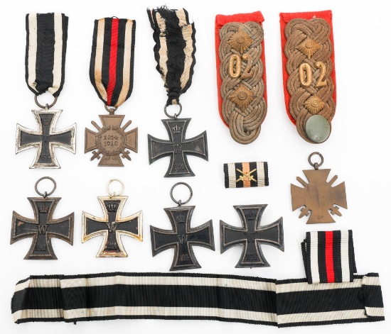 WWI GERMAN IRON CROSS AWARDS & SHOULDER BOARDS