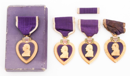 WWI US NAMED & NUMBERED PURPLE HEART MEDALS