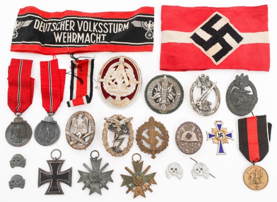 WWII GERMAN ARMBANDS, MEDALS, BADGES & INSIGNIA