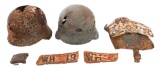 WWII GERMAN DUG RELIC HELMETS & SIGN