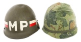 VIETNAM WAR US MILITARY POLICE & CAMO M1 HELMETS