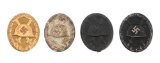 WWII GERMAN GOLD, SILVER & BLACK WOUND BADGES