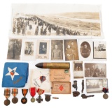 WWI US AEF MEDAL & POSTCARD GROUPING