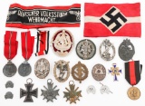 WWII GERMAN ARMBANDS, MEDALS, BADGES & INSIGNIA