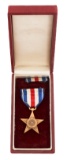 WWII USN / USMC SILVER STAR WITH BURGUNDY BOX