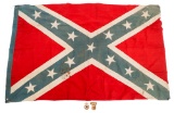 POST CIVIL WAR CONFEDERATE REUNION FLAG & BADGES