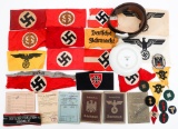 WWII GERMAN INSIGNIA, BOOKLETS, & ARMBANDS