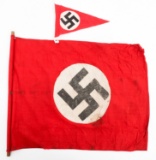 WWII GERMAN NSDAP FLAG & PENNANT