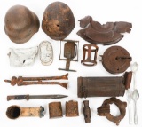 WWII GERMAN DUG M40 HELMET & RELICS