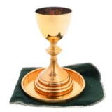20th C. US CHAPLAIN'S WINE CHALICE & PLATE