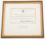 LETTER OF APPRECIATION SIGNED BY D. EISENHOWER