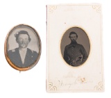 CIVIL WAR US NAMED CDV & AMBROTYPE BROOCH