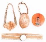 SOUTHEAST ASIAN COCONUT KALIMBA & SHELL JEWELRY
