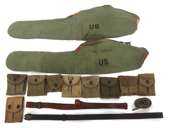 WWII US RIFLE BAGS, AMMO POUCHES, & SLINGS