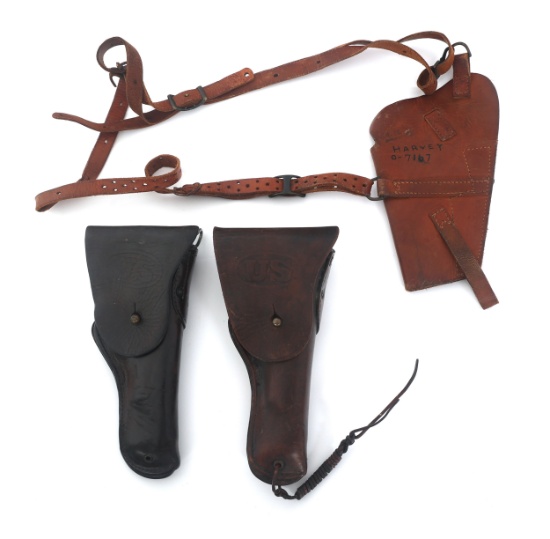 WWII US M1916 and M3 1911 PISTOL HOLSTER LOT OF 3
