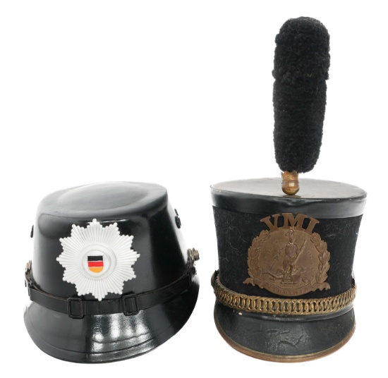 PRE WWI US VMI & COLD WAR GERMAN POLICE SHAKOS