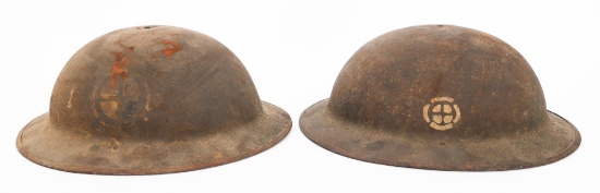 WWI US AEF 110th ENG. & 69th INF. M1917 HELMETS