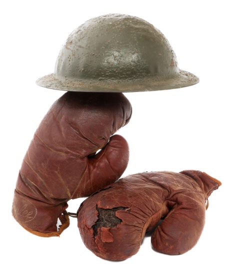 WWI CHILDREN'S HELMET & BENLEE BOXING GLOVES
