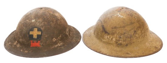WWI US AEF 33rd DIV. M1917 & BRITISH MkI HELMETS